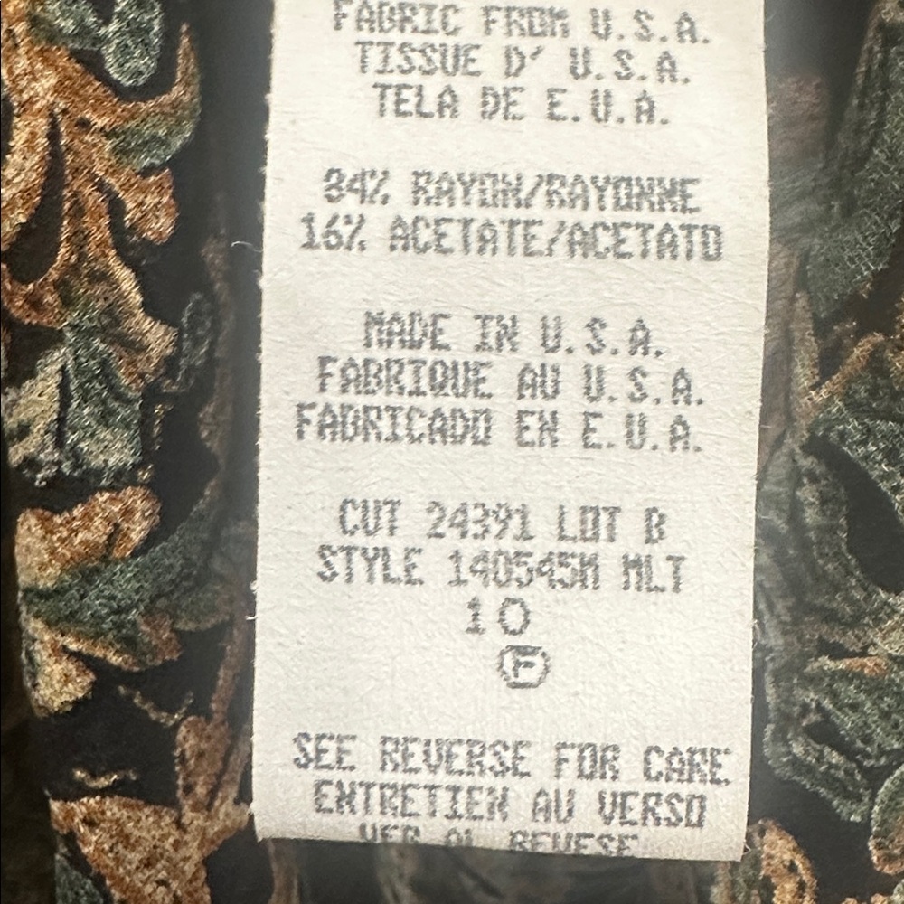 Carole Little vintage 90s long sleeve Top blouse floral brown green size 10 NWT - Picture 8 of 9